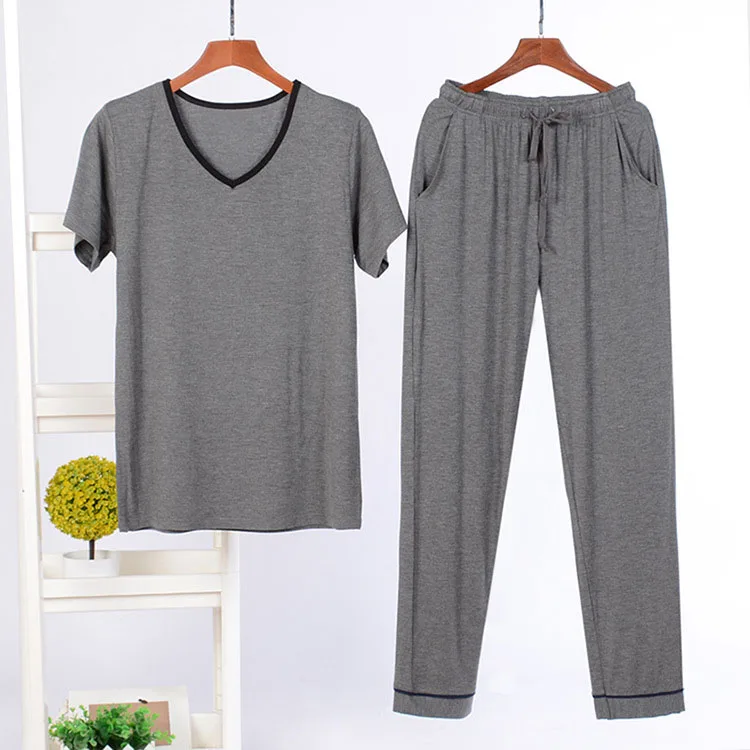 Hot selling short sleeve modal  homewear mens Knitting  pajamas set sportswear