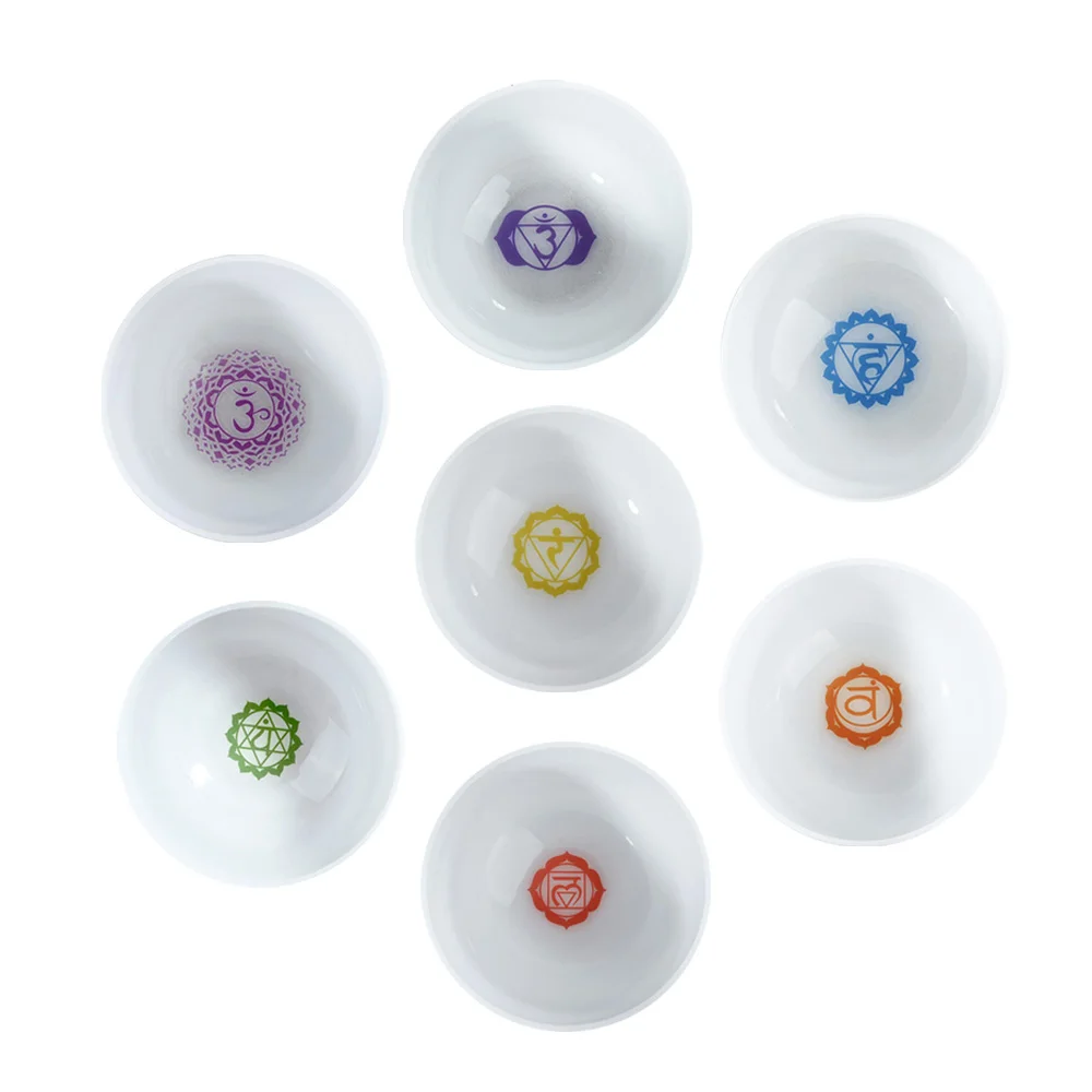 Frosted Chakra Milky Quartz Sound Therapy Singing Bowls