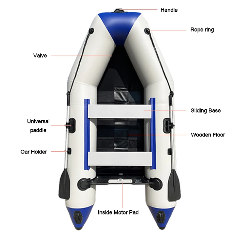 Solar Marine 9ft 2.8m Inflatable Boat Thickened Fishing Boat Hard Bottom Assault Kayak Rowing Canoe Sailboat Dinghy Water Sports