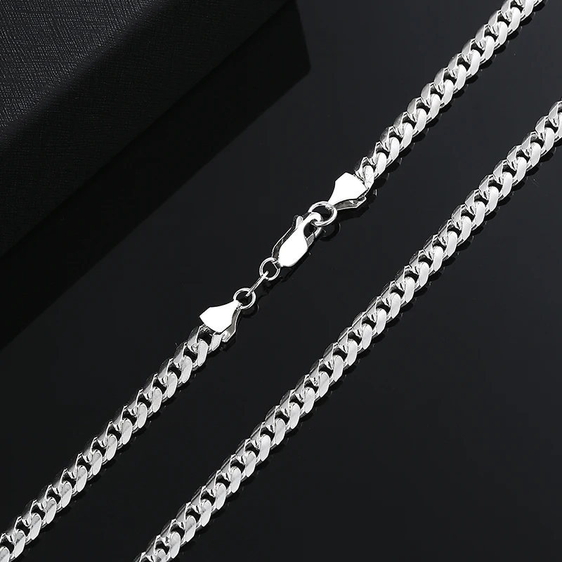 Factory wholesale 5mm cuban link chain 925 sterling silver for men sterling silver chain necklace