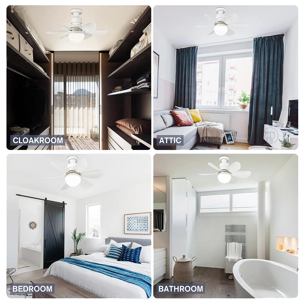 Remote Control LED Ceiling Fan with Lighting Lamp Blade Fan Lamp E27 Converter Lamp for Bedroom Living Fan Light