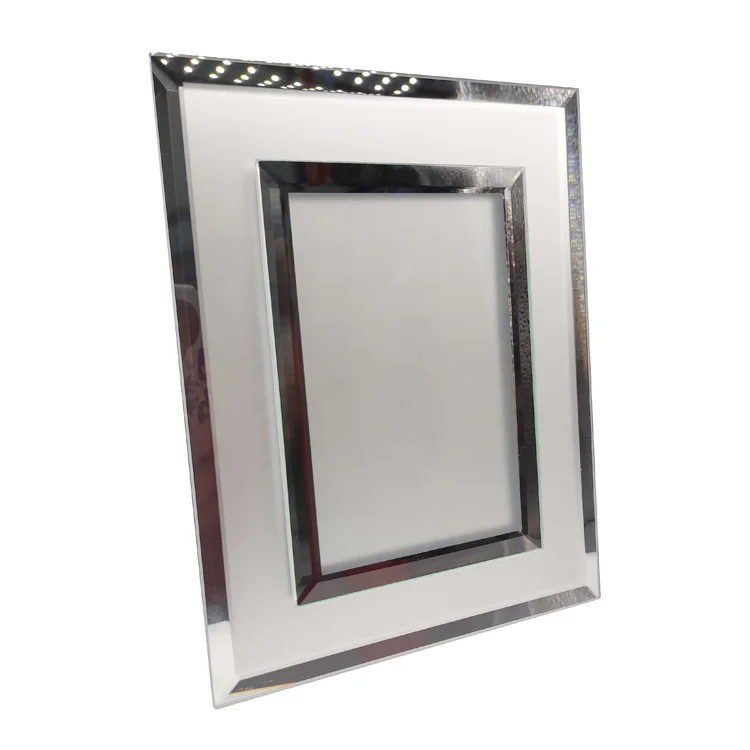 Custom luxury wedding mirror photo frame crystal glass photo frame photo