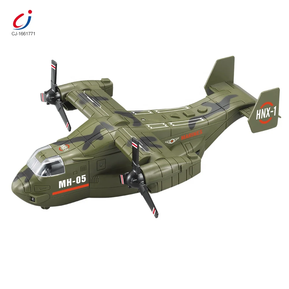 Chengji juguetes children 1:72 inertial army helicopter toy military osprey aeroplane friction toys with lighting music