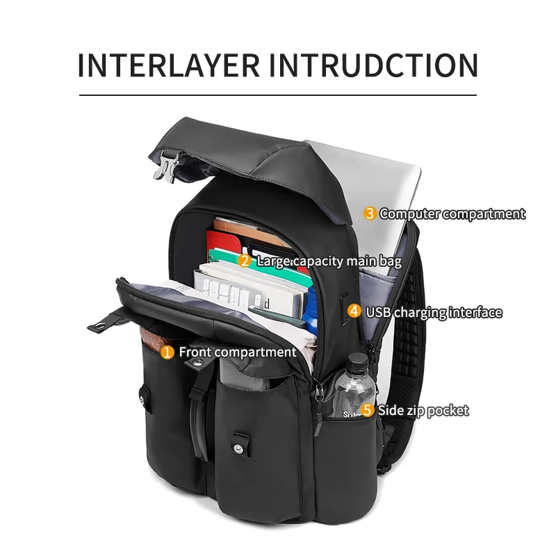Outwalk man backpack USB Charger Anti Theft Smart Laptop Backpack bag Large Capacity Black waterproof