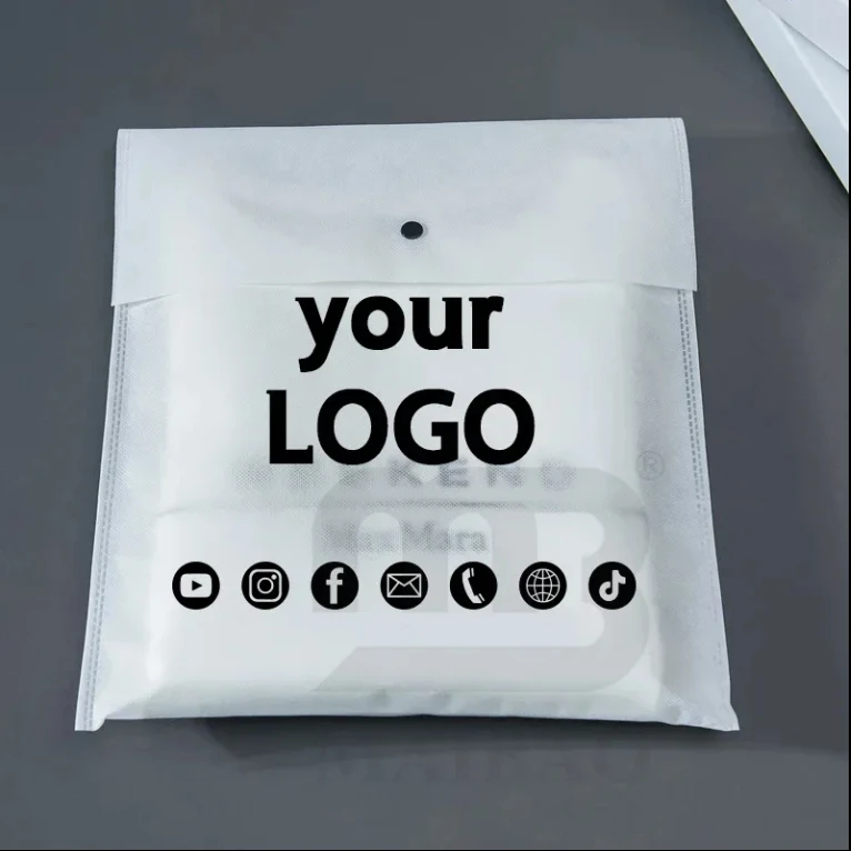 Custom Eco Non-woven Envelope Dust Bags Button Storage Clothing Packaging Bag For Garment Shoes Clothes