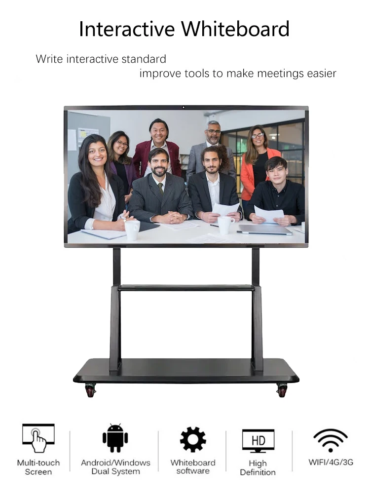 98 100 110 Inch Large Size Interactive Boards Touch Screen 4K Digital Display Smart Board For School White Board For Teaching