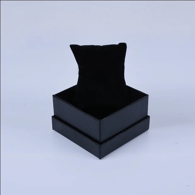 Custom matte black watch packaging box paper with pillow cardboard strap jewelry gift lid and base color boxes with brand name