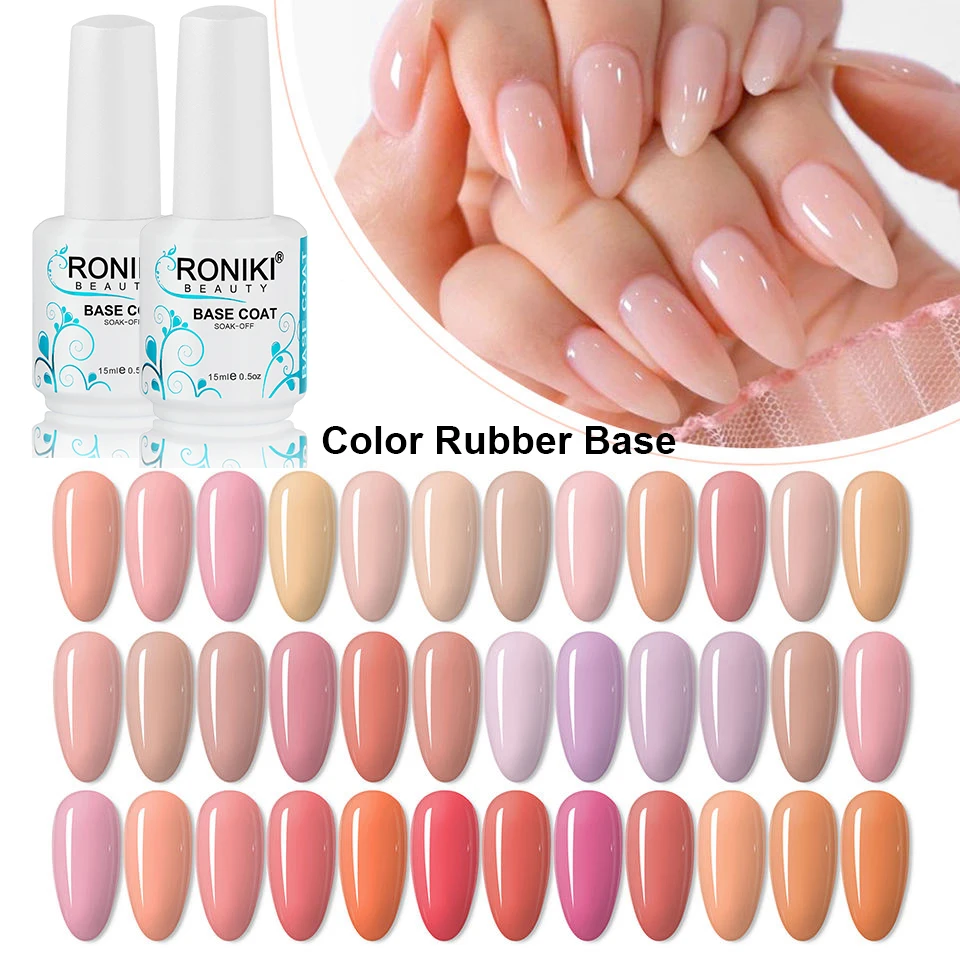 RONIKI gel Free Sample Rubber Base Gel Polish Soak Off gel nail polish private label Customs logo Base Color Coat for nails