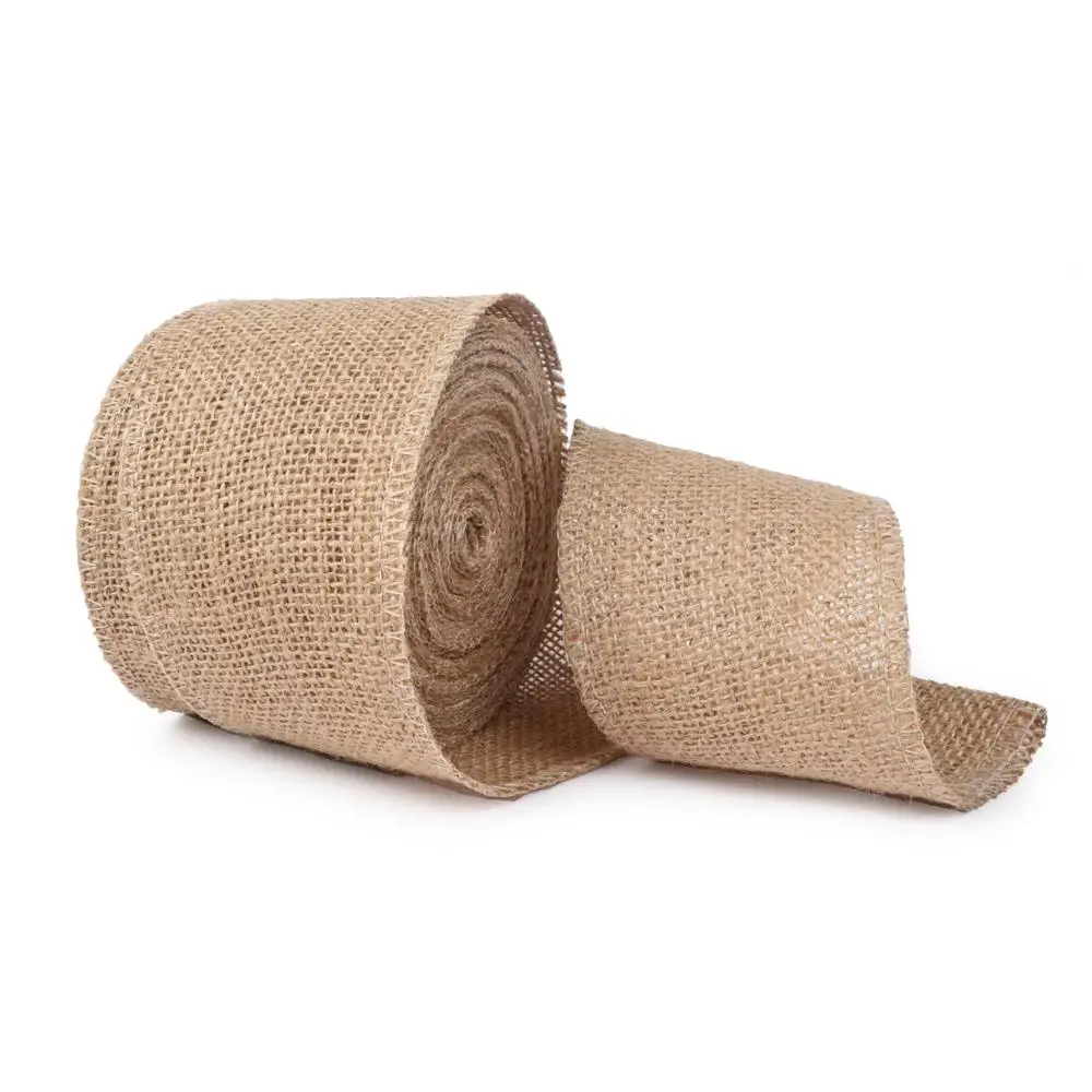 
3inch 10Yards wholesale high quality gift packing DIY jute burlap ribbon 