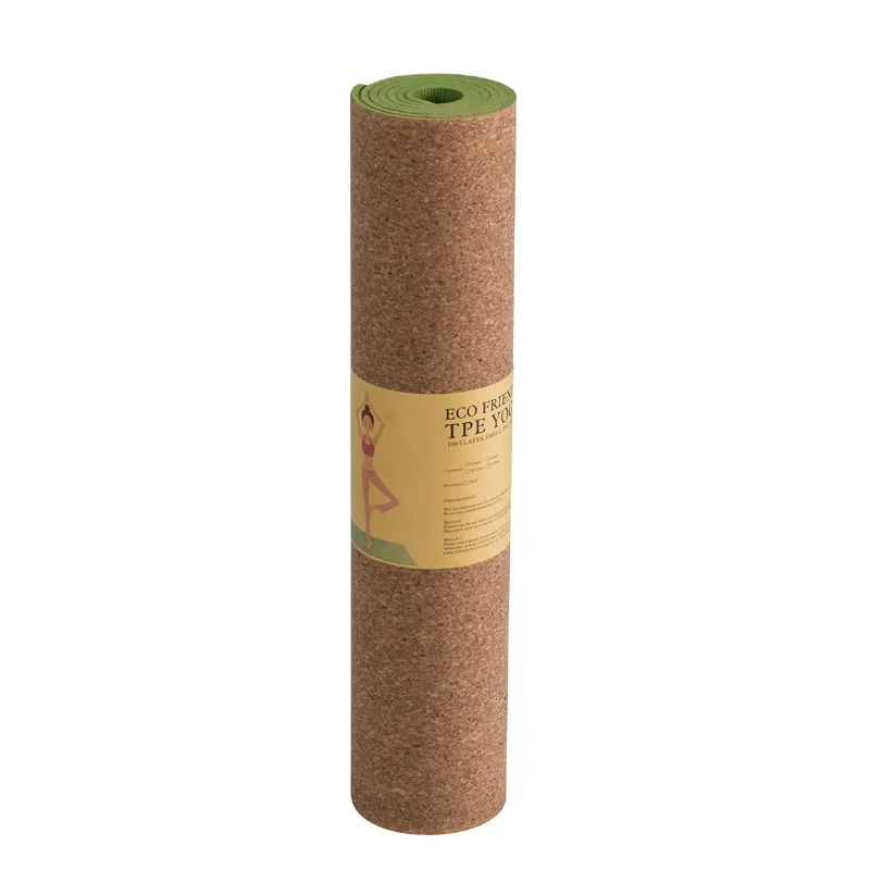 HUAYI Eco-friendly  non-slip custom logo natural printed 4mm 5mm 6mm cork yoga mat