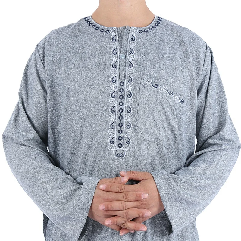 Арабская швейная фабрика, оптовая продажа, новый Ближний Восток, марокканские мужские халаты из хлопка и льна с длинным рукавом