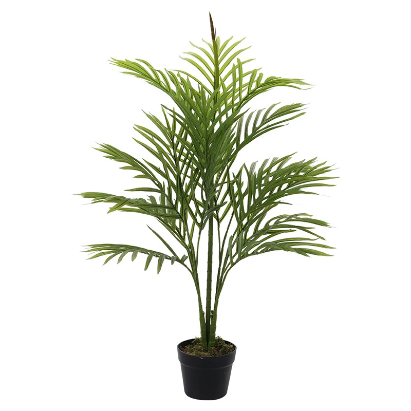 125cm Green Simulation Landscape Silk Plam Plant Potted Plastic Artificial Kwai Areca Palm Tree Paradise Palm Tree