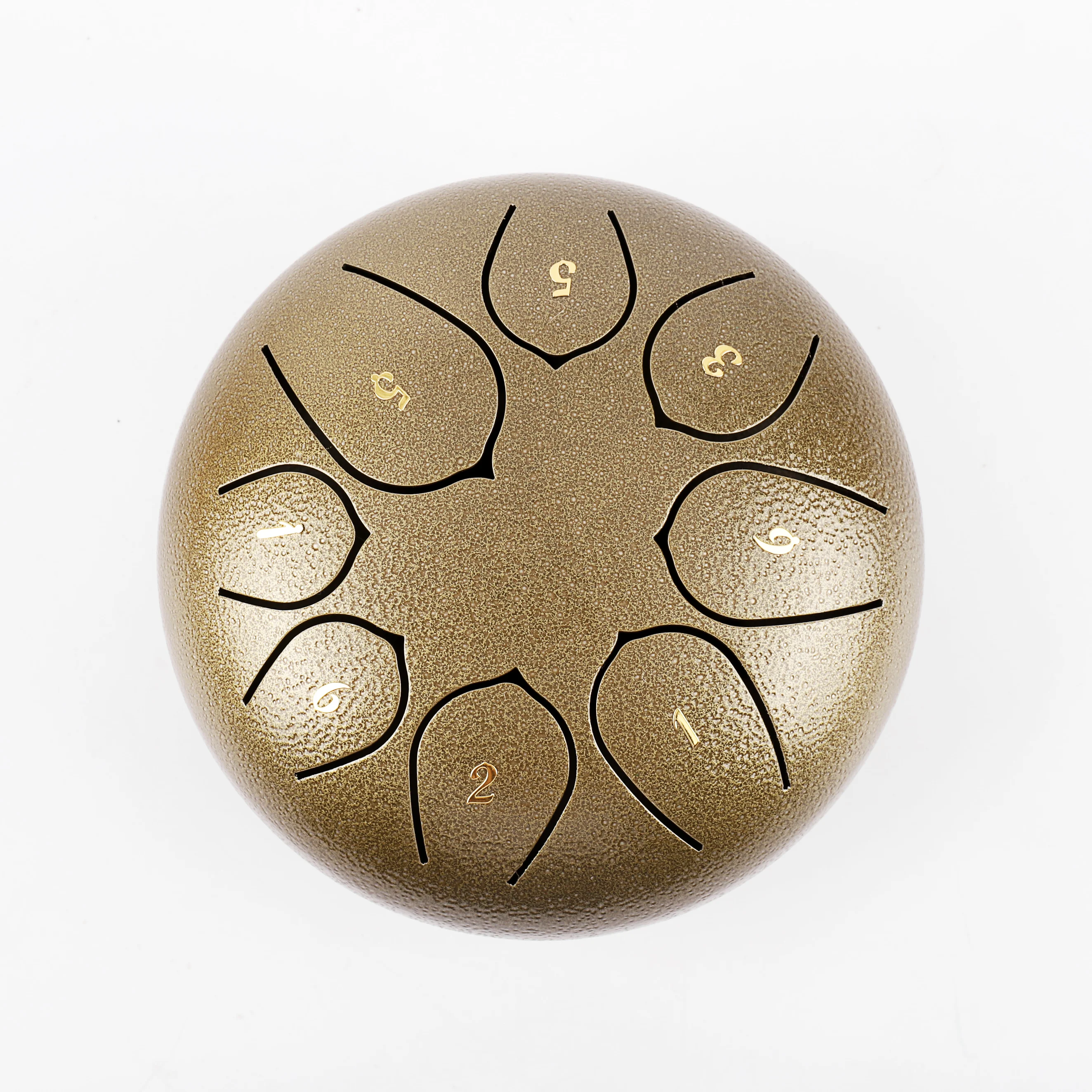 SUXINRU Supply high quality and low price Gold 6inches 8 tones Tank Handpan  for yoga Steel tongue drum