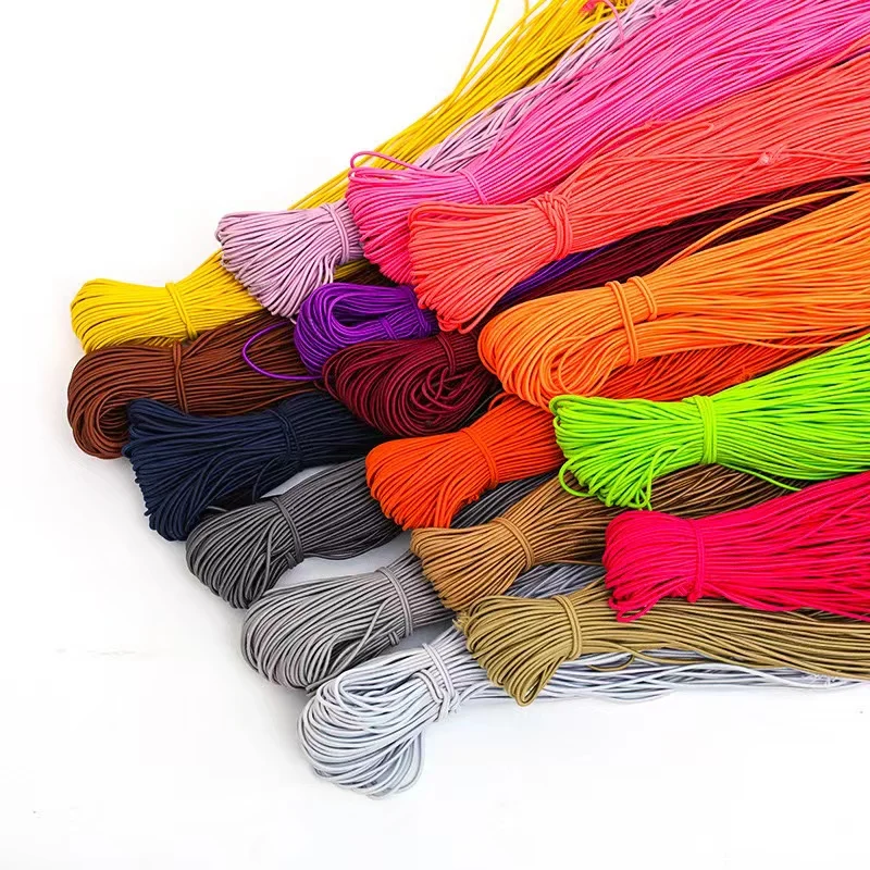 Colorful round polyester elastic cord 1mm 1.5mm 2mm 3mm braided elastic cords webbing band