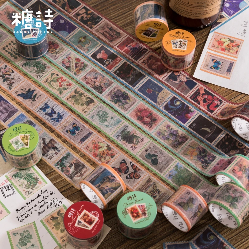 6 design 30mm*3m Washi Masking Tapes Stamp Sto  Decorative Adhesive tapes Junk Journal  Scrapbooking DIY Paper Japanese Stickers