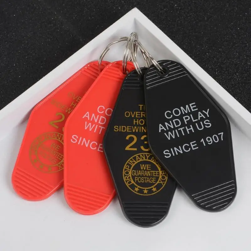 Custom Plastic Acrylic Hotel Keychain Logo with Key Ring Blank ABS Motel Keychains Key Tags Your Design Motel Keychain