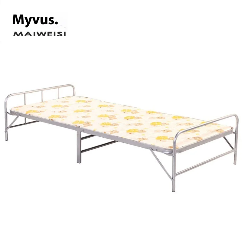Simple Foldable Wooden Board Metal Single Lunch Break Kids Nap Bed Invisible Activity Lazy Iron Bed Office Sponge Bed Kids Nap