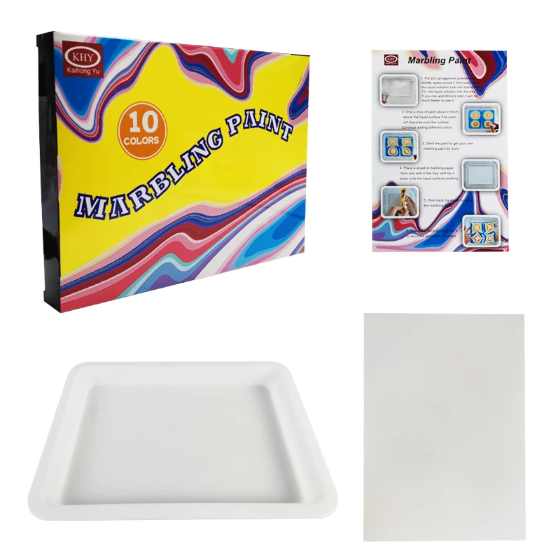 KHY Selective Color Christmas Non-Toxic Magic Painting Drawing Marbl Art Set Draw Marble For Kid Water Marbling Paint Kit