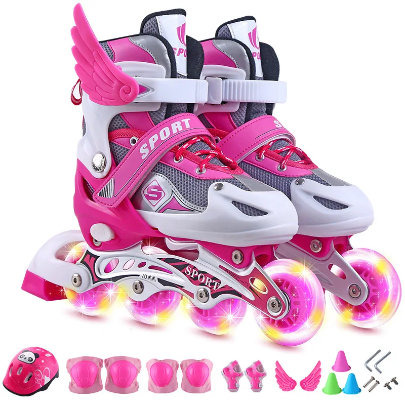Infantil Wholesale Patines Para Ninas 4 Wheels Skating Skates Shoes Flashing Roller For Kids Boys Girls