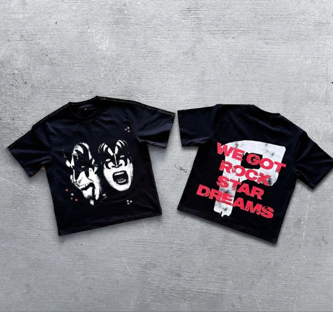 New Fashion Design Acid Wash Music Band Sleeveless Tops Hip Hop T-shirt Men Discharge Print Custom T Shirts