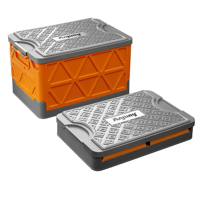 Anjuny Storage Bins 55L Foldable Container Plastic Car Trunk Boxes With Lids And Doors