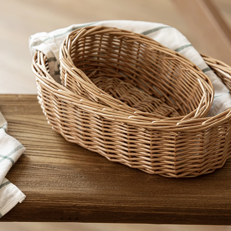 Wicker Basket Round Wicker Bowls for Fruit Bread Vegetable