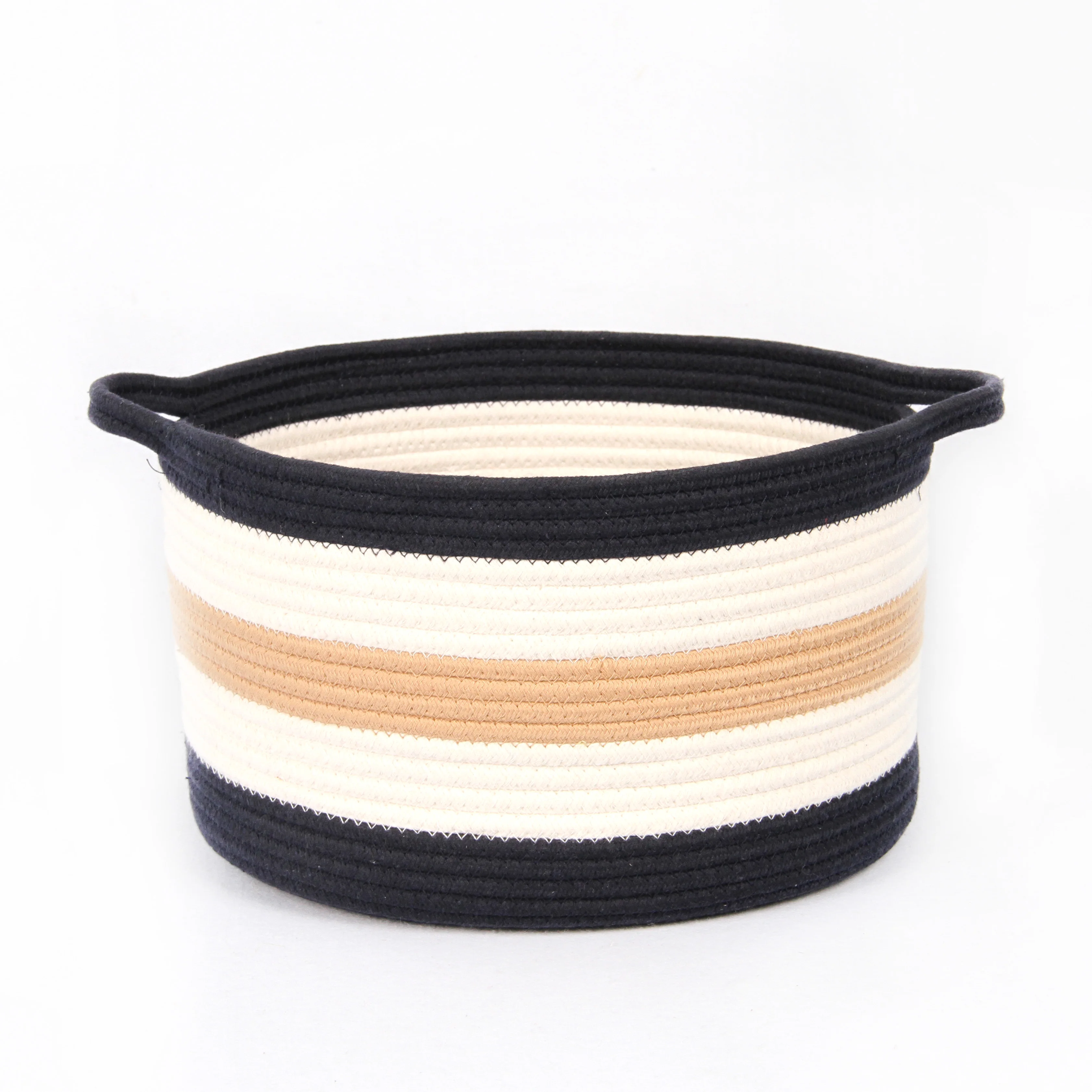 soft foldable box cotton rope storage bin baskets decorations for home cotton handle Natural color
