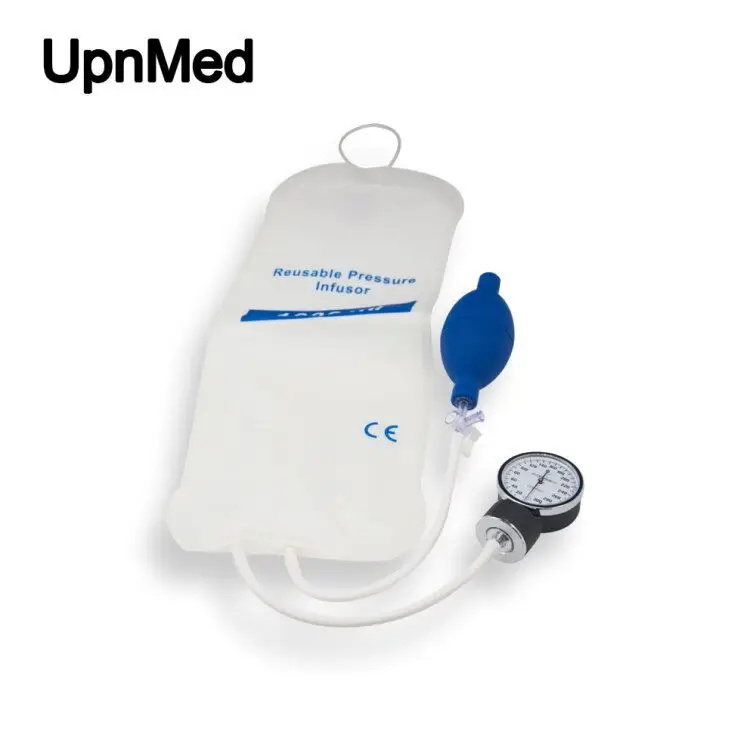 Reusable Manual Pressure Infusion Bag Transparent TPU 1000 ml with Aneroid Meter Pressure Infuser