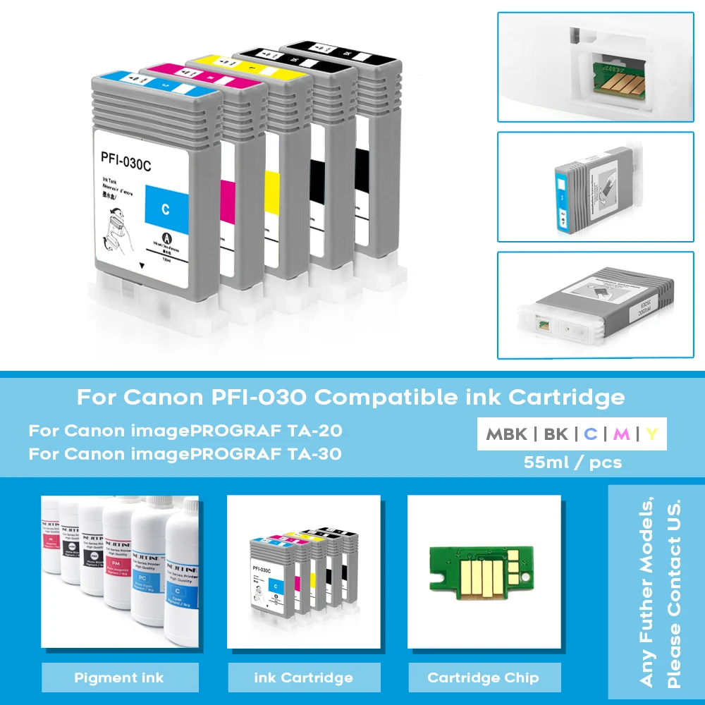 PFI-030 Ink Cartridge PFI-030 Compatible Ink Cartridge with 55ML ink for Can imagePROGRAF TA-20/30 Printer