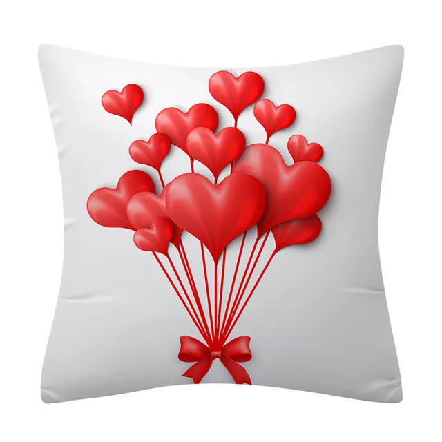 Hot Sell Red Heart Pillow Case 45*45cm Valentines Day Pillow Covers Polyester Peach Skin Customised Cushion Cover