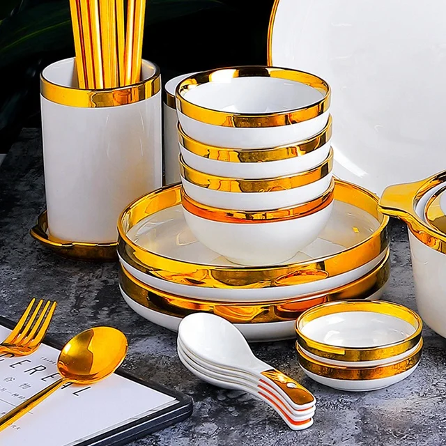 European Style Hotel Ceramic Plate Set Delicate Restaurant Ceramic Plate Wholesale Porcelain Dinnerware Sets