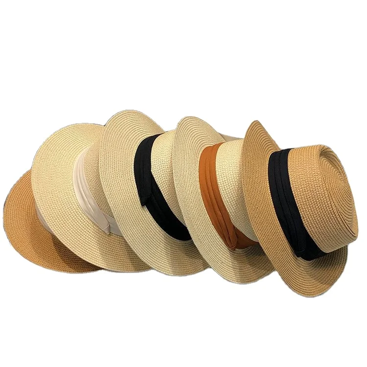 Womens Mens Wide Brim Straw Panama Hat Fedora Summer Beach Sun Hat UPF Straw Hat for Women