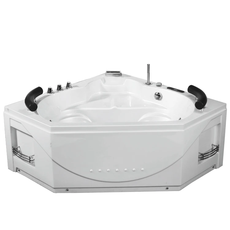 2 Person Diamond Corner Bathtub Hot Tub Couple Massage Whirlpool Acrylic Bathtub With Bubble Jets