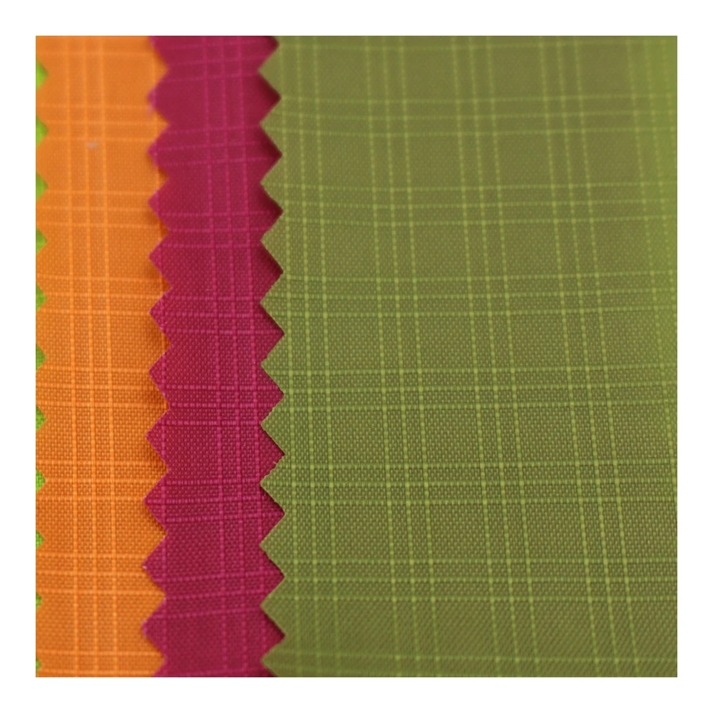online store fireproof 70D 240T three lines 0.5 check nylon taffeta fabric with pu coated