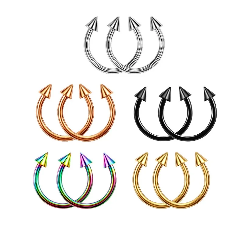 Piercing Needle Copper Labret gold plated Cubic Reusable Hoop Body Piercing Jewelry U shape Hoop Helix Piercing ear nose rings
