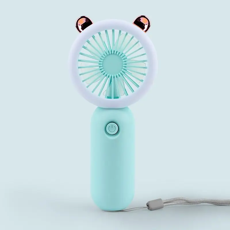 High Quality 3 Speeds USB Rechargeable Personal Portable Lovely Handheld Fans With Light