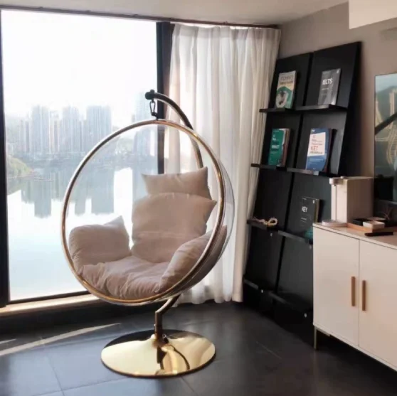 SELEWELL Transparent hanging chairs Swing Floor Stand PVC/acrylic Bubble Chair Swing Chairs