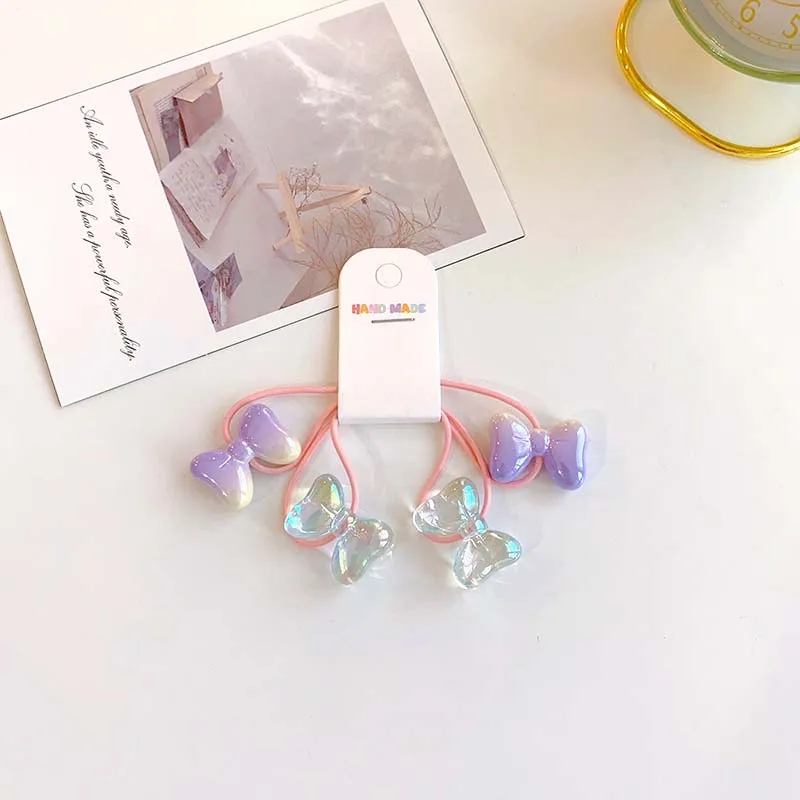Summer Transparent Butterfly Knot Hair Rope Girl Heart Fantasy Hair Ring Sweet Kids Hair Ties