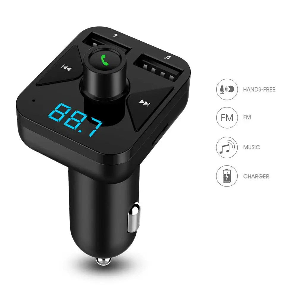 автомобильный комплект bluetooth fm-передатчик с 3.1A автомобильное зарядное устройство (двойной USB порт) Bluetooth V4.2 EDR