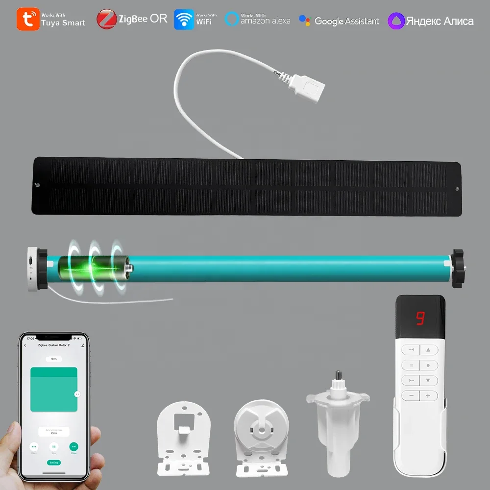 SZMYQ Tuya 0.8Nm ZigBee Rechargeable Lithium Battery Powered  Smart Blinds Motorized Shades  Roller Blind System