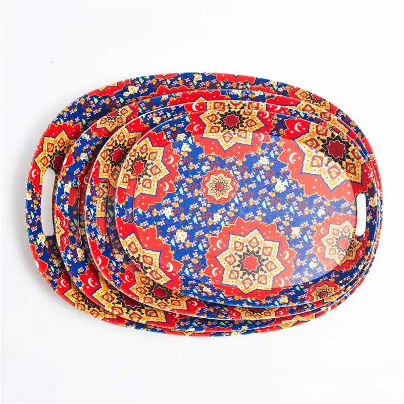 Custom Hot  factory full printed with handle charger tray ramdan trays