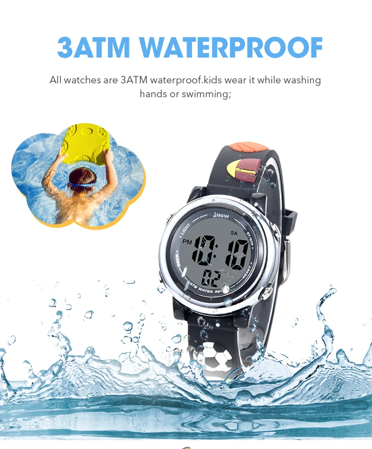 Digital Sport Outdoor Multifunctional Chronograph LED Waterproof Alarm Calendar Analog Watch For Children