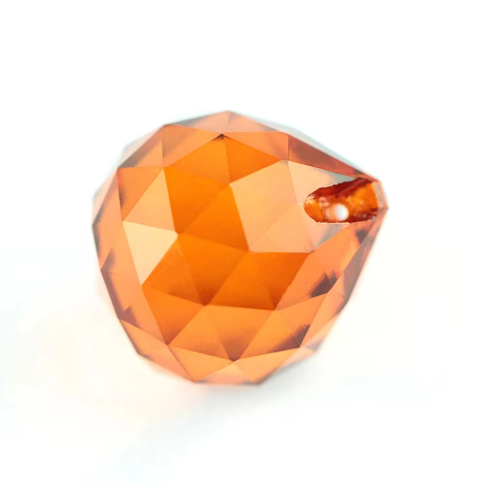 Honor of crystal 15mm Orange Red Crystal Prism Exquisite Crystal Chandelier Decoration Parts Home Shining Lamp Glass Faceted Bal