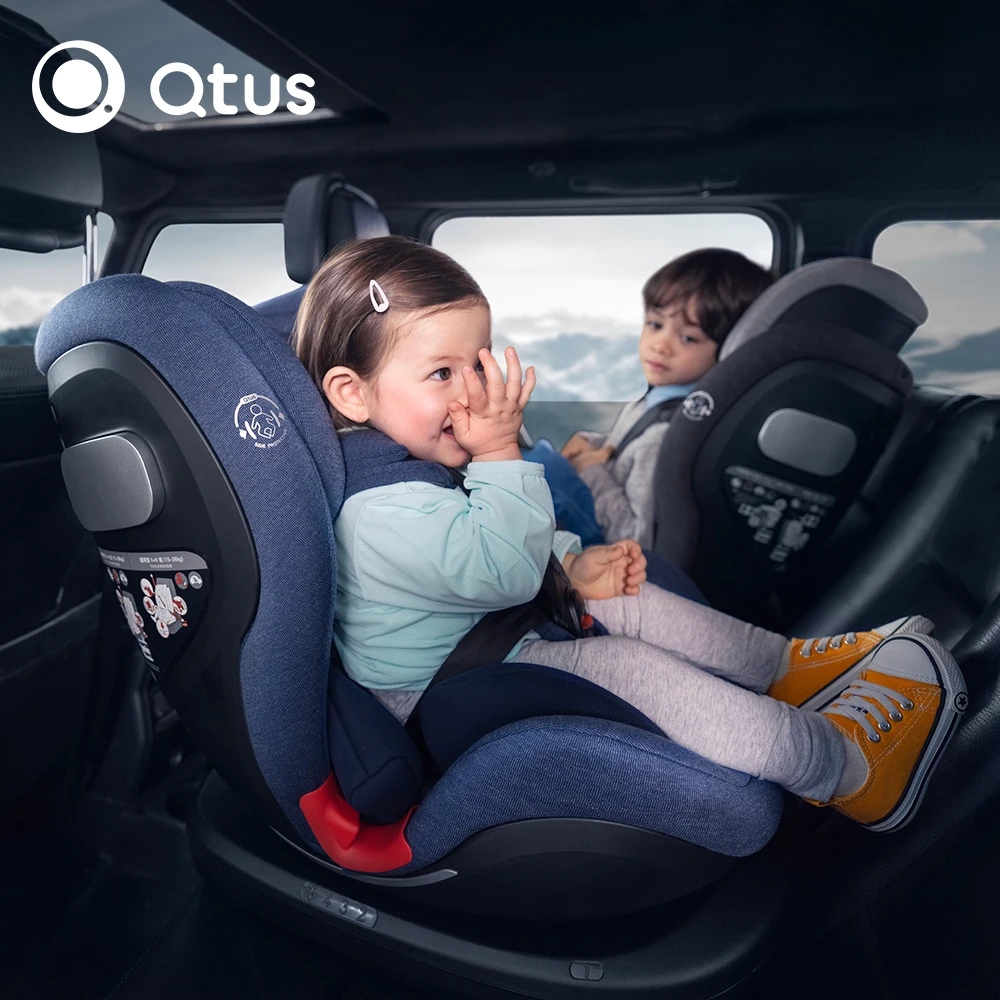 Qtus Q22 ARES kids carseat - Removable Cushion Pads - From New Born  to 12 Years - Grey & Black