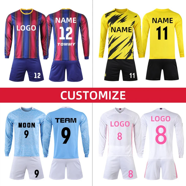 Wholesale 100% Polyester Cheap Football Jerseys Kits Custom Mens soccer team uniform Set With Logo