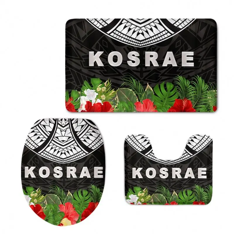Bath Mat Set Bathroom KOSRAE Tribal Design High Quality Bathroom Mat Rug Set 3PCS Wholesale Bathroom Mats 3 Piece Rugs Set 3PCS
