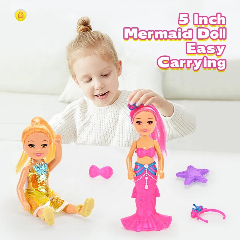 5 Inch Clothes Changing Mermaid Doll Small And Cute Movable Joints Portable Sweet Fashion Girl Gift Dolls Toys For Kids