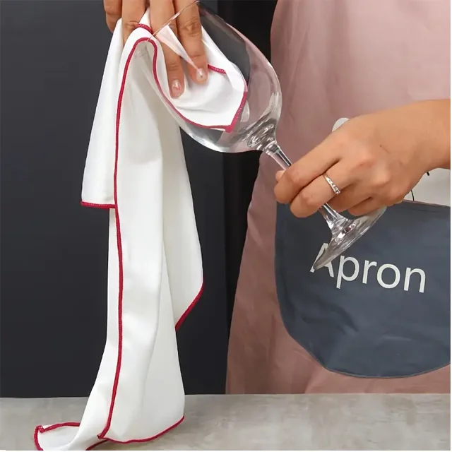 Wholesale High quality  white Double-faced velvet polishing cleaning cloth microfiber wine glass wiping Towel