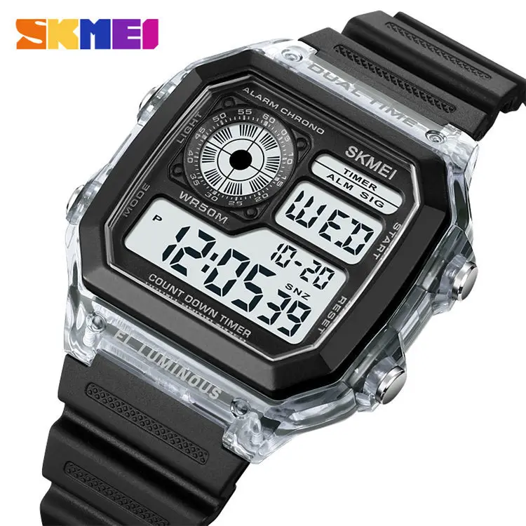 Skmei 1998 elegant Chinese ladies digital watch stylish PU strap 2 time zone date display  student wrist watch