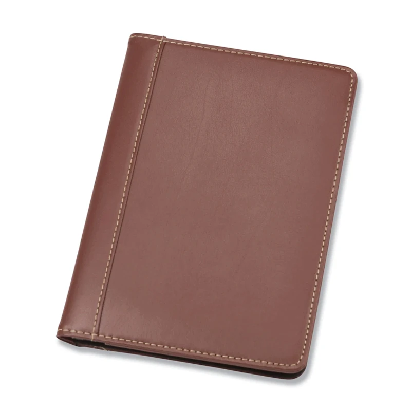 A4 Size luxury faux pu leather notepad office folder ring organizer file binder folder zipped padfolio business card folder